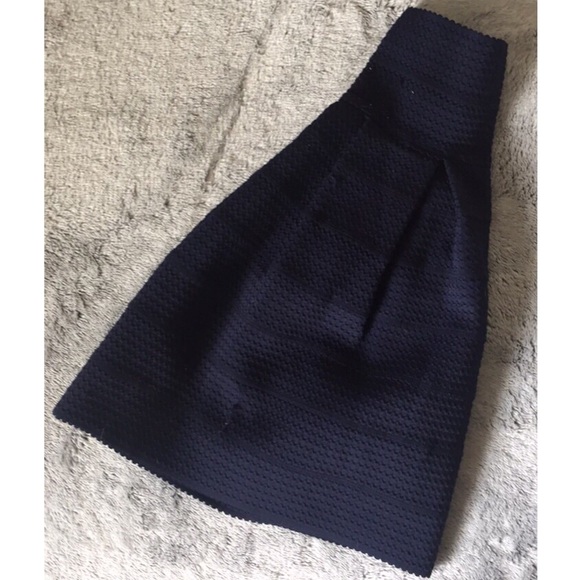 Navy blue high waisted skater skirt - Picture 1 of 5
